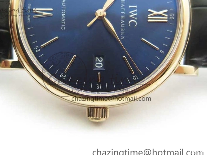 MIROTIME 0428 MoistureWicking Portofino Automatic RG IW356522 FKF 1:1 Best Edition Blue Dial on Black Croco Strap A 7109